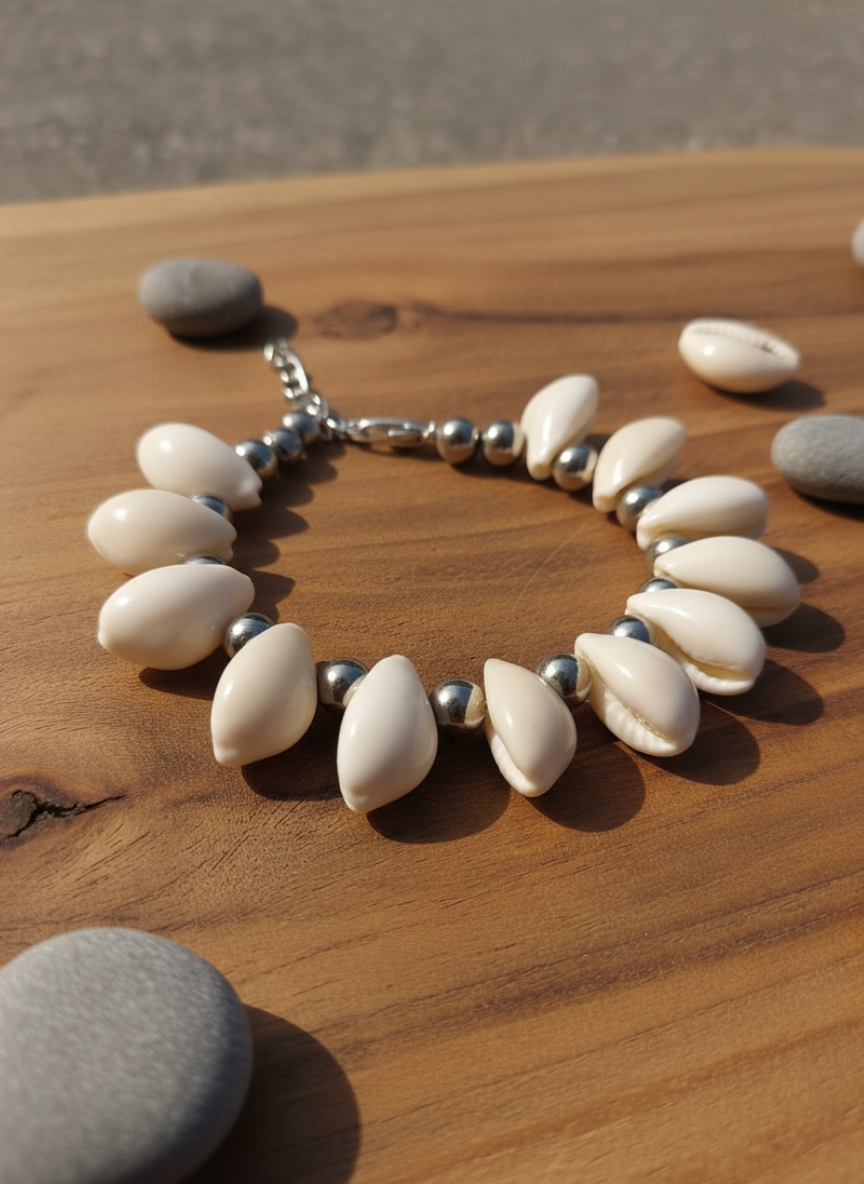 Summer Cowrie Shell & Metal Accent Bracelet
