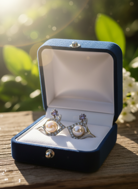 Pearl and Amethyst Drop Earrings