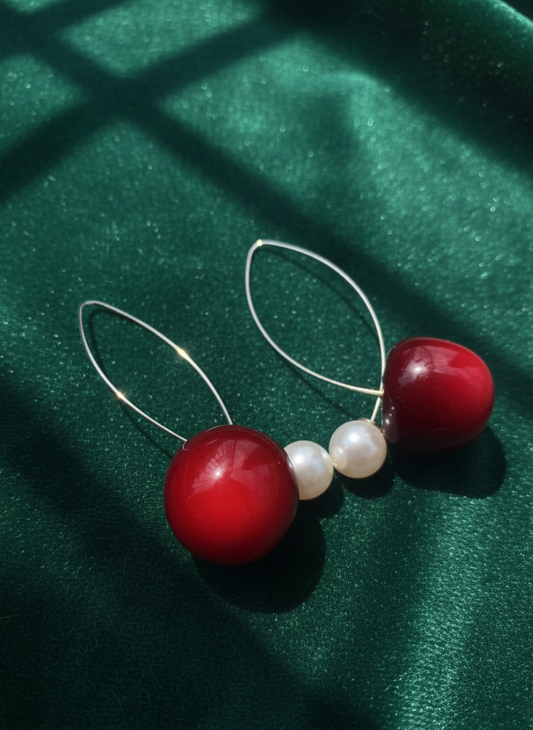 Cherry Pearl Dangler Earrings