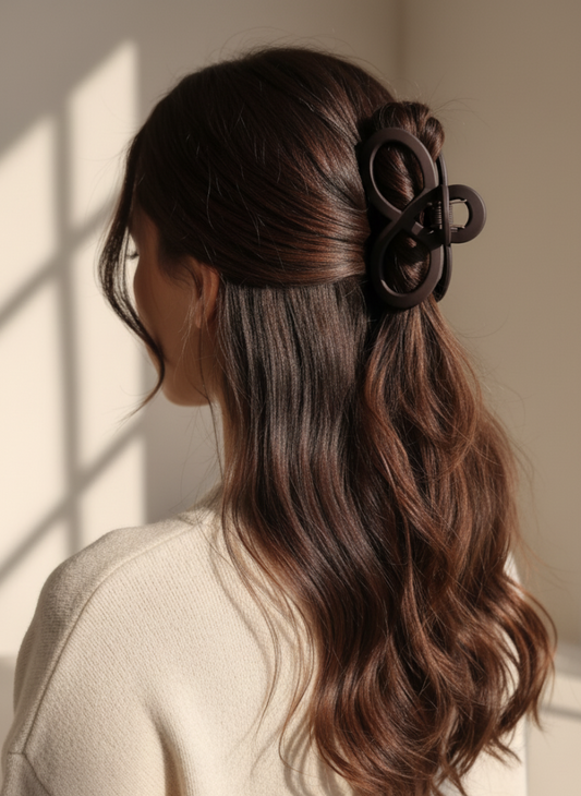 Elegant Abstract Loop Claw Clip | Everyday Black/Brown Hair Clip
