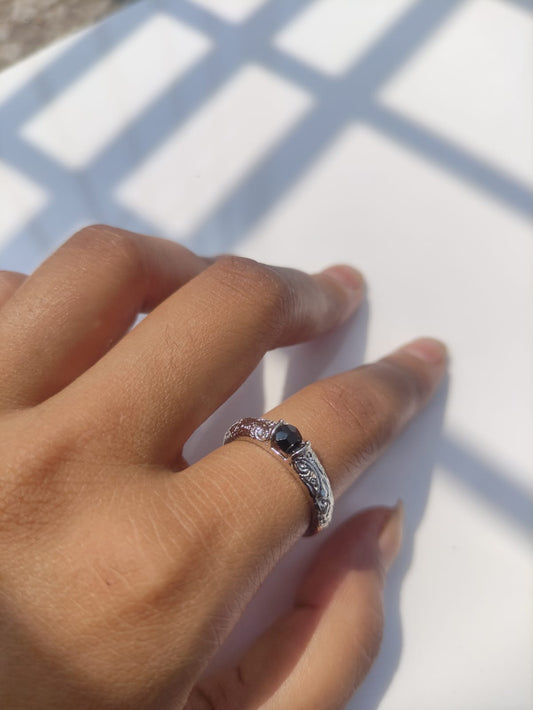 Sterling Silver Black Spinel Ring