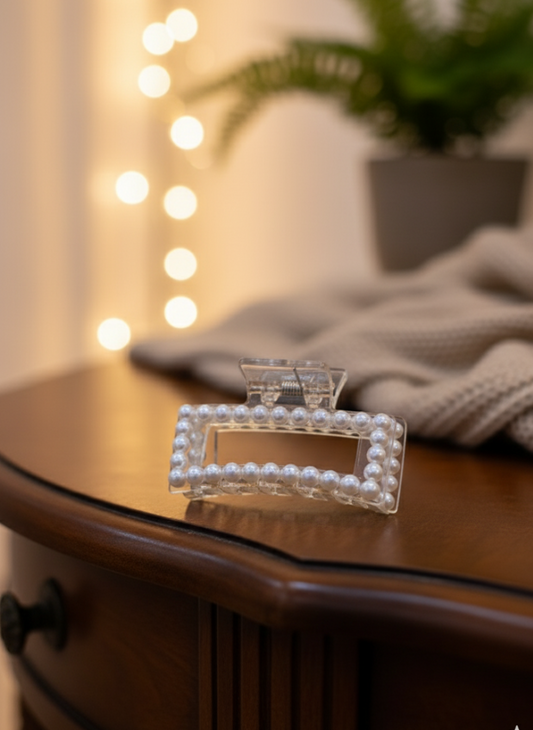 Pearl-Trim Clarity Hair Claw