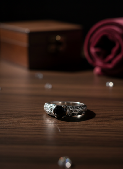 Sterling Silver Black Spinel Ring