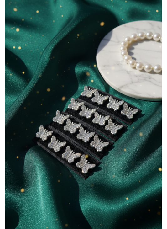 Set of 12 Mini Rhinestone Butterfly Hair Clips