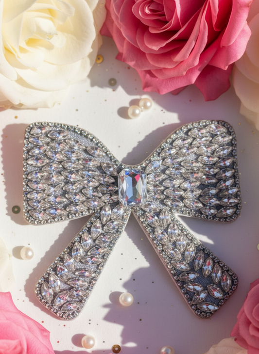 Luxury Rhinestone Bow Hair Clip | Crystal Embellished Statement Bow