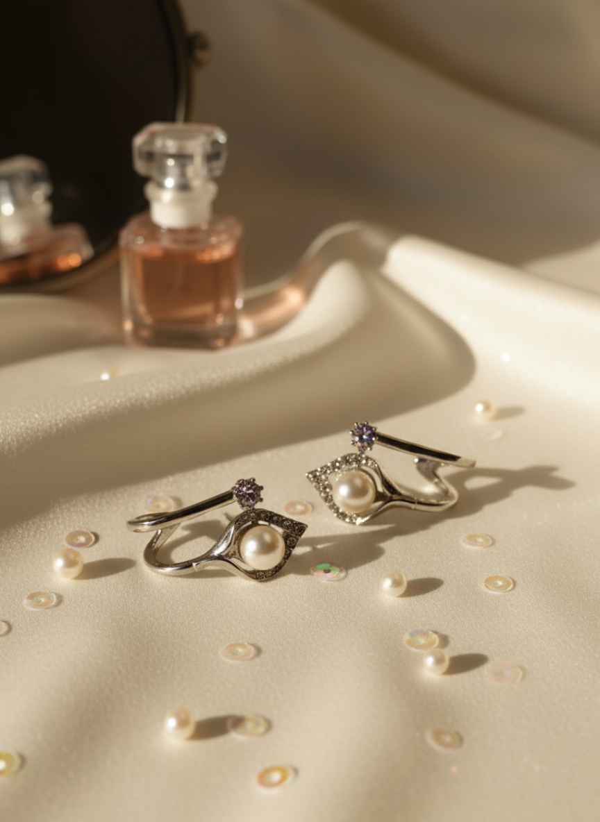 Pearl and Amethyst Drop Earrings