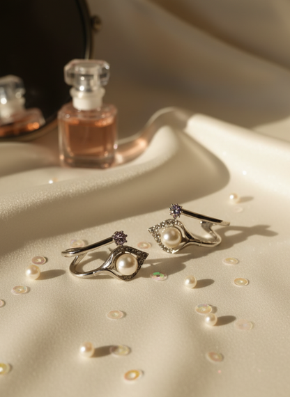 Pearl and Amethyst Drop Earrings