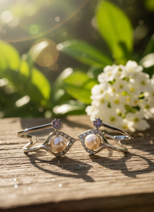 Pearl and Amethyst Drop Earrings