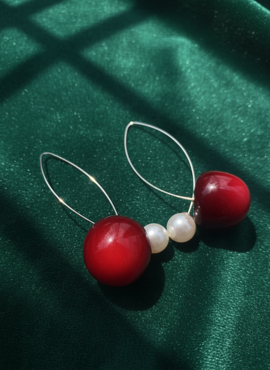 Cherry Pearl Dangler Earrings
