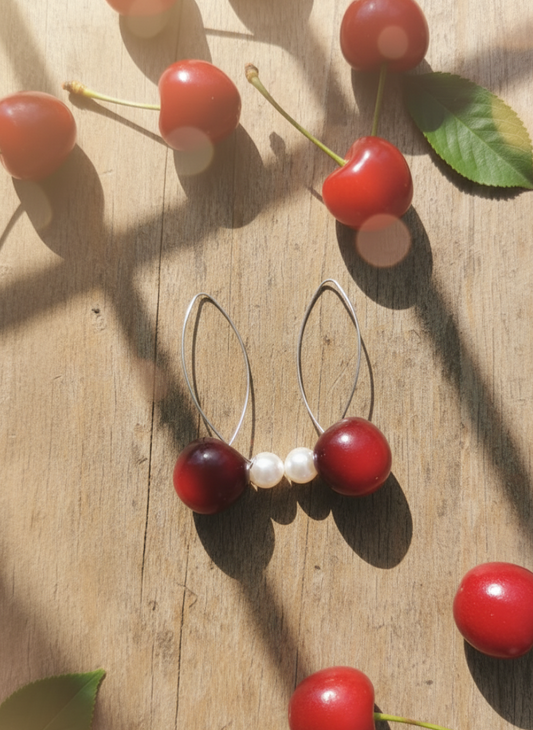 Cherry Pearl Dangler Earrings