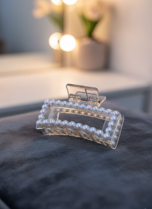 Pearl-Trim Clarity Hair Claw