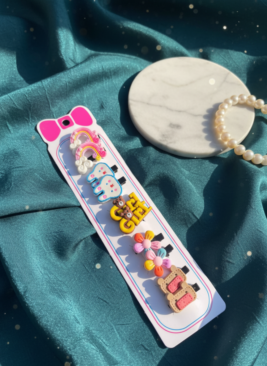 Cute Cartoon Snap Hair Clips Set - Random peace (pack of 1)