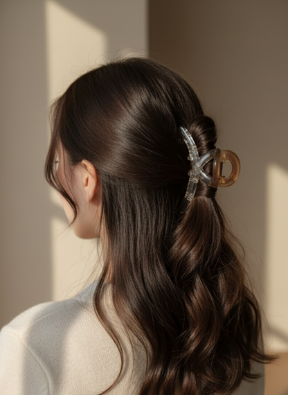 Minimalist Half-Up Hair Clip | Trendy Clear Figure-Eight Claw