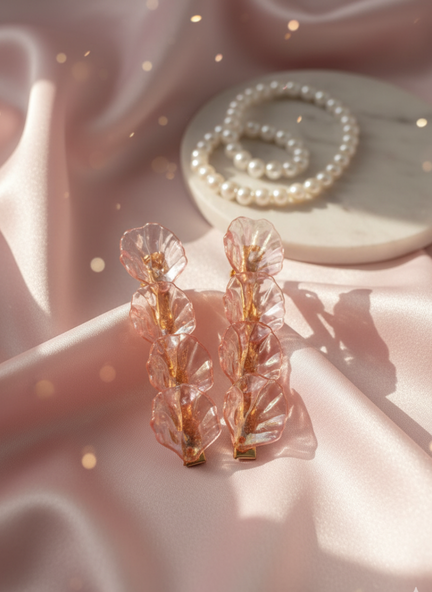 Delicate Pink Acrylic Petal Hair Clips- set of 3