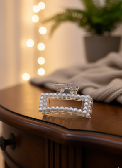 Pearl-Trim Clarity Hair Claw
