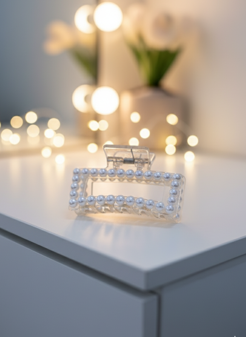 Pearl-Trim Clarity Hair Claw